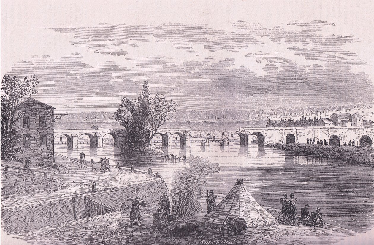 Die Verteidigung von Paris - Zerstörung der Brücke Jonville-sur-Marne, Cassells Geschichte des Krieges zwischen Frankreich und Deutschland, veröffentlicht von Cassell and Company Limited, ca. 1890 von German School