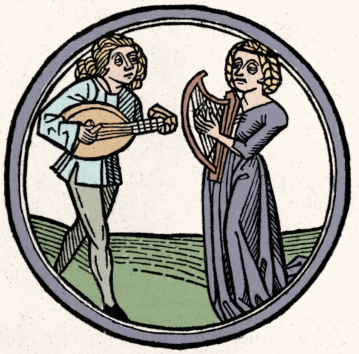 Die vier Temperamente: phlegmatisch. Xylographie, Augsburg 1480 von German School