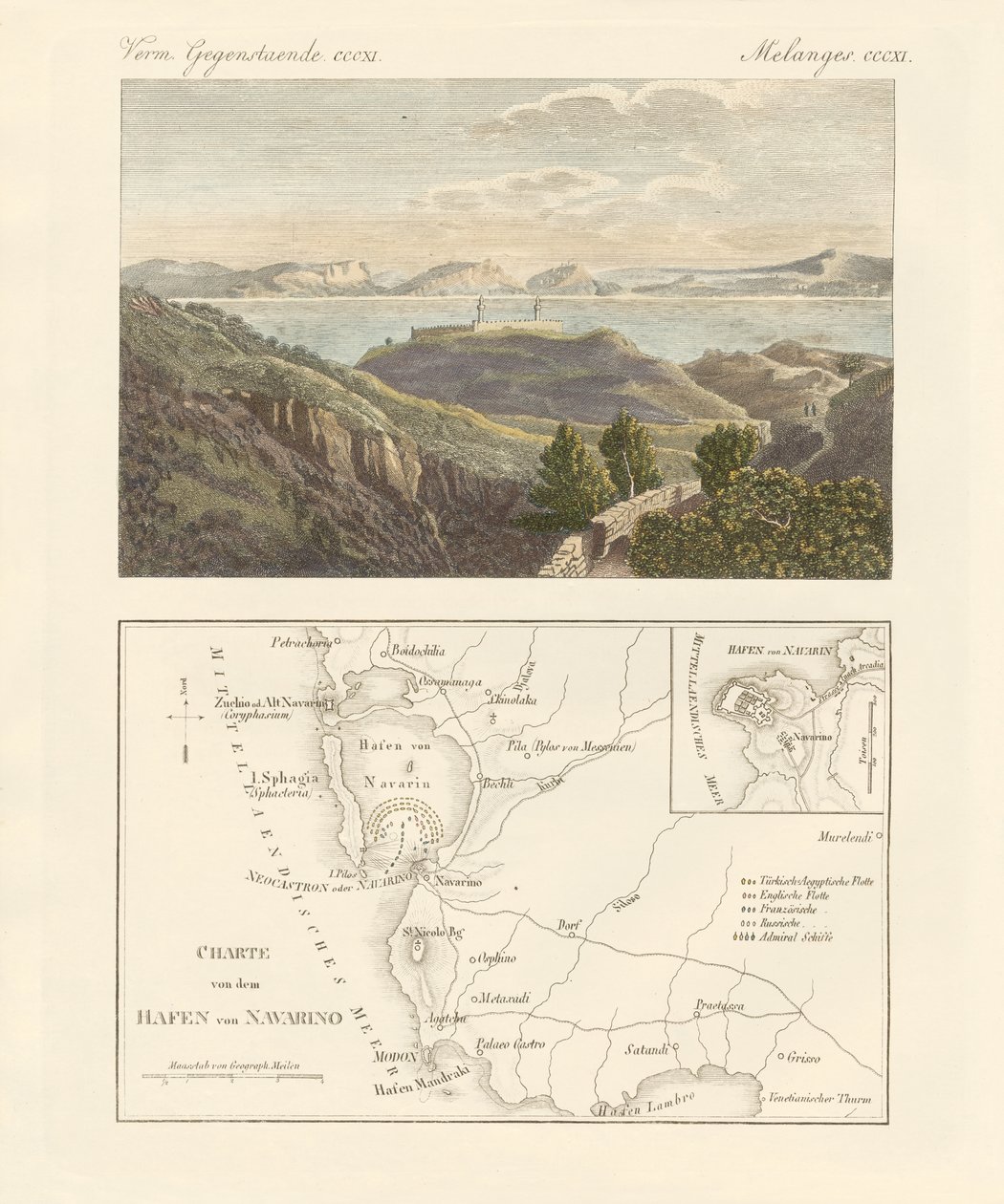 Der Hafen und die Stadt Navarino von German School