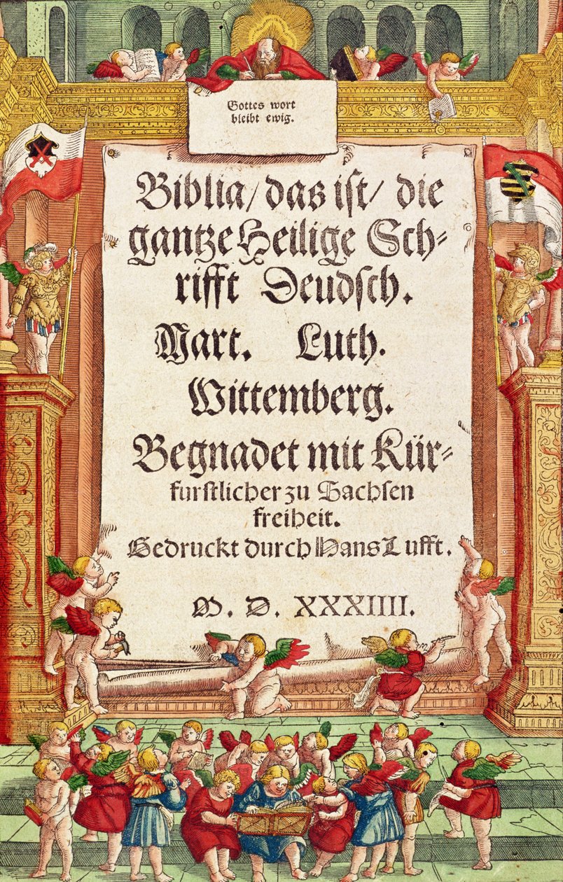 Titelseite der Lutherbibel, um 1530 von German School