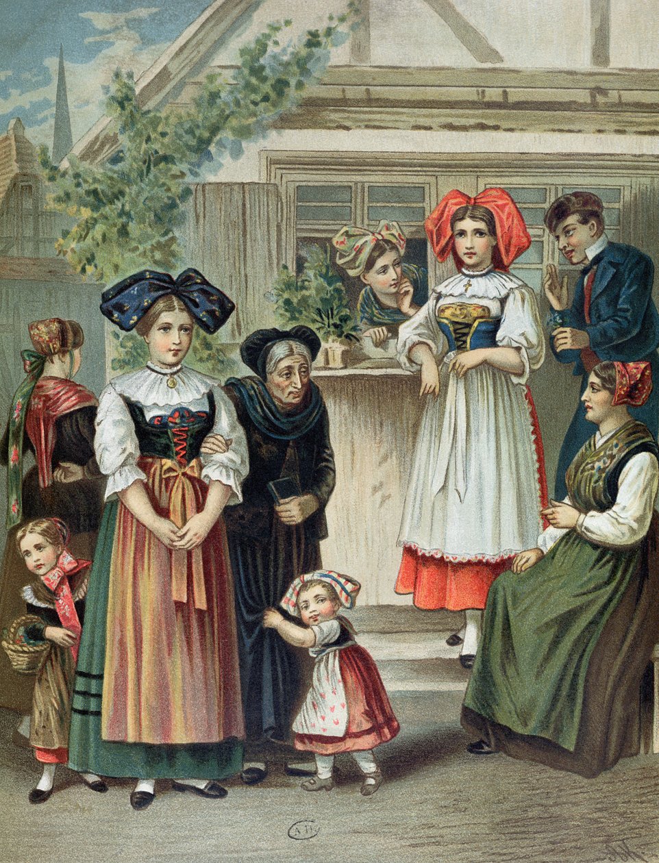 Traditionelle Kostüme der Region Straßburg, ca. 1870-80 von German School