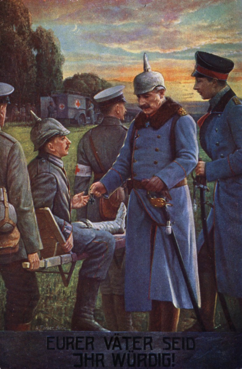 Ihr seid eurer Väter würdig: Kaiser Wilhelm II. verleiht einem verwundeten deutschen Soldaten das Eiserne Kreuz von German School