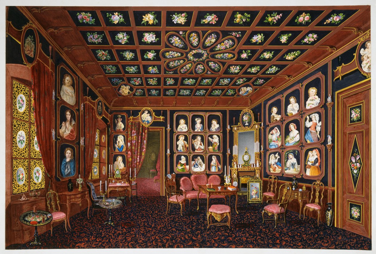 Konversationssalon in der Villa Lazarovich, Triest, Residenz von Maximilian von Habsburg (1832-1867) von Germano Prosdocimi