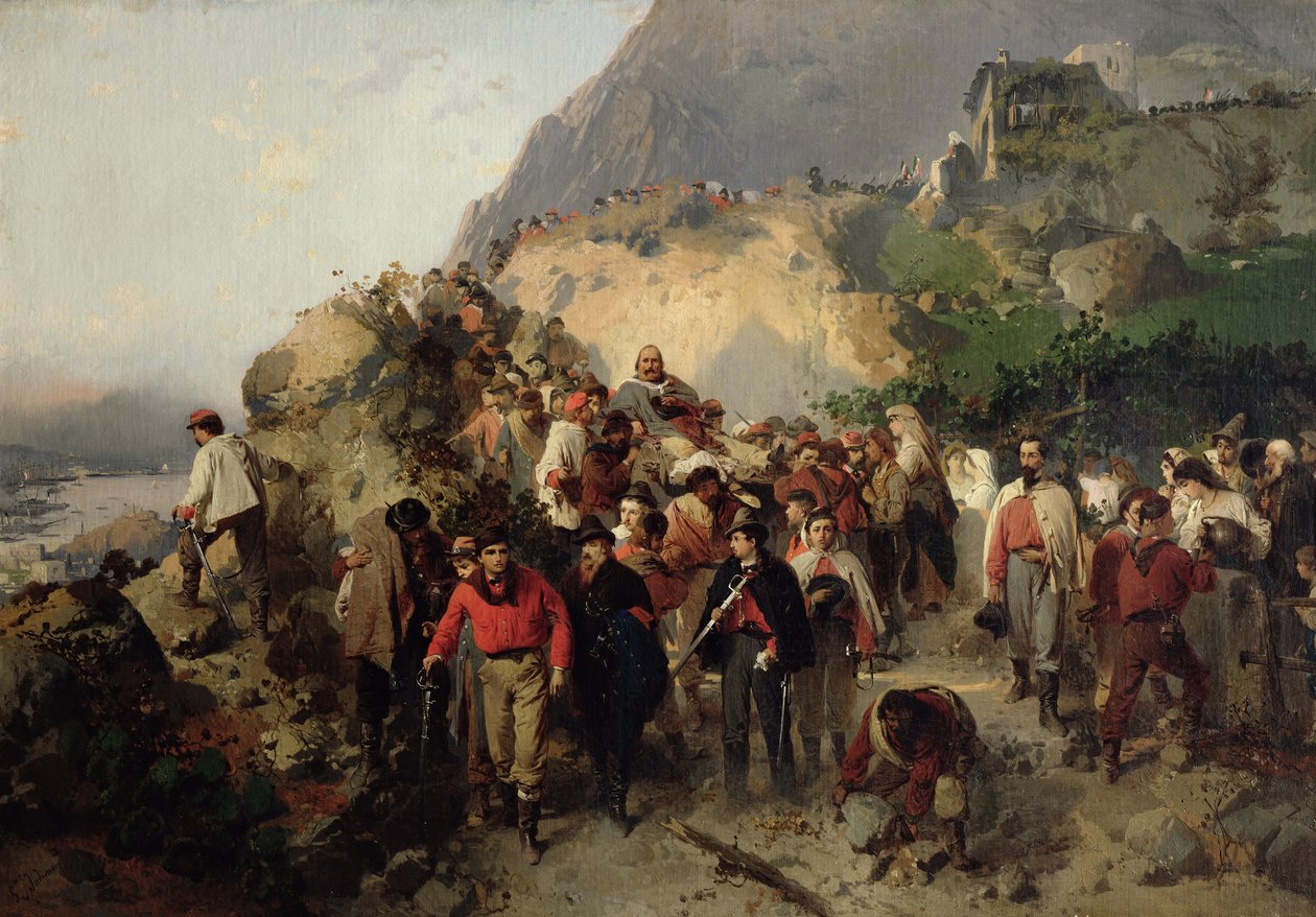 Der verletzte Garibaldi (1807-82) in den Aspromonte-Bergen von Gerolamo Induno
