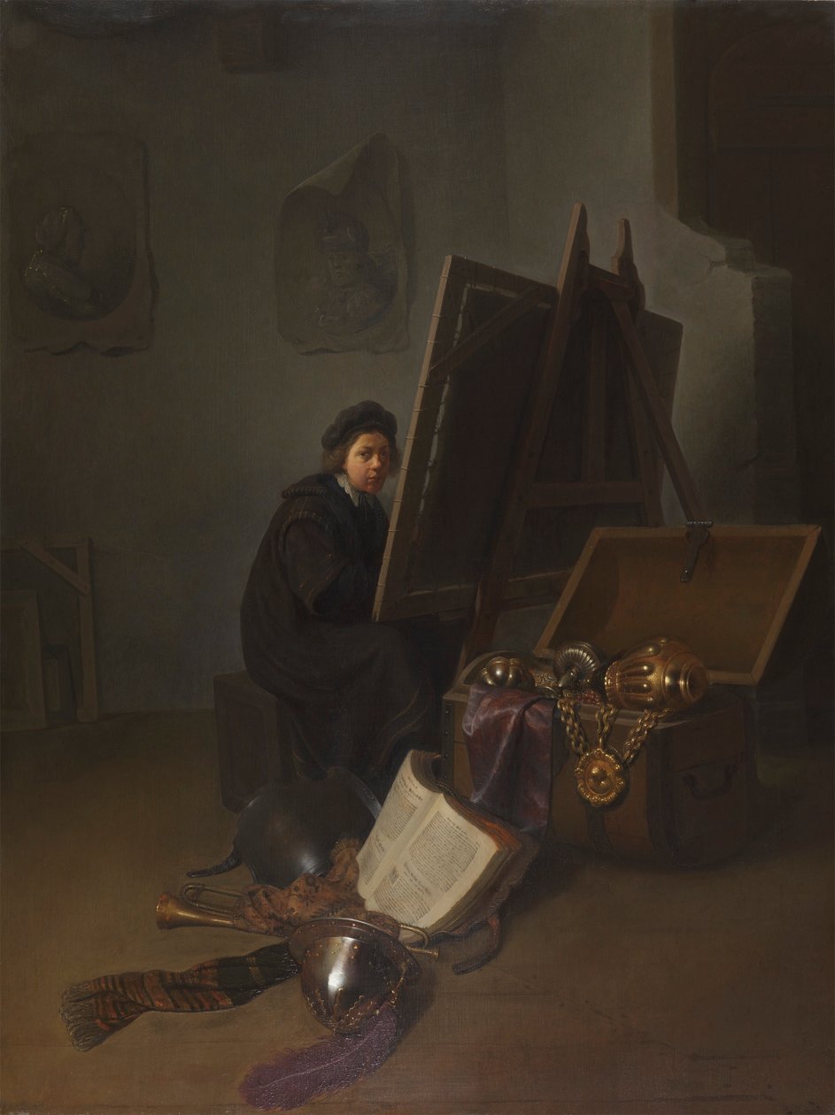 Selbstporträt (?) an einer Staffelei von Gerrit Dou
