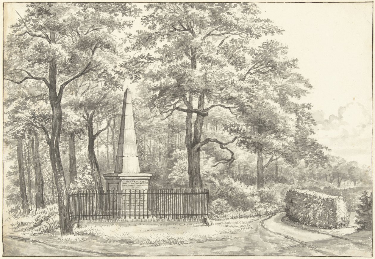 Das Denkmal für Witte van Haemstede, 1817 errichtet von David Jacob van Lennep beim Haus te Manpad in Heemstede von Gerrit Lamberts