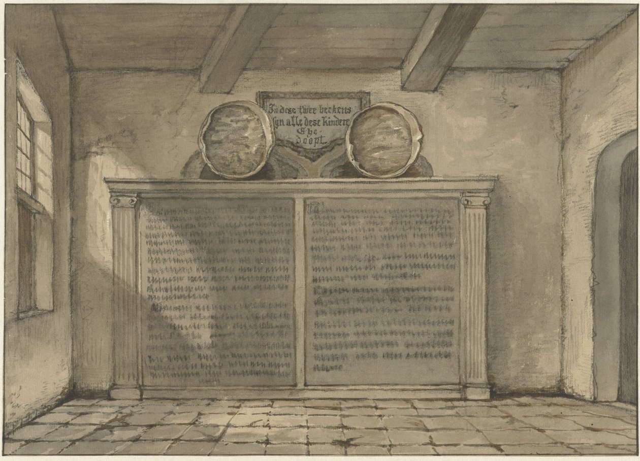 Zwei Kupferbecken in der Kirche von Loosduinen von Gerrit Lamberts