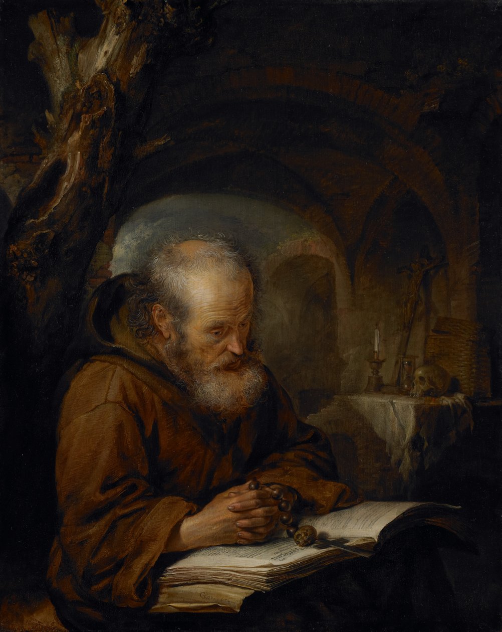 Ein Einsiedler beim Beten, 1670 von Gerrit Dou