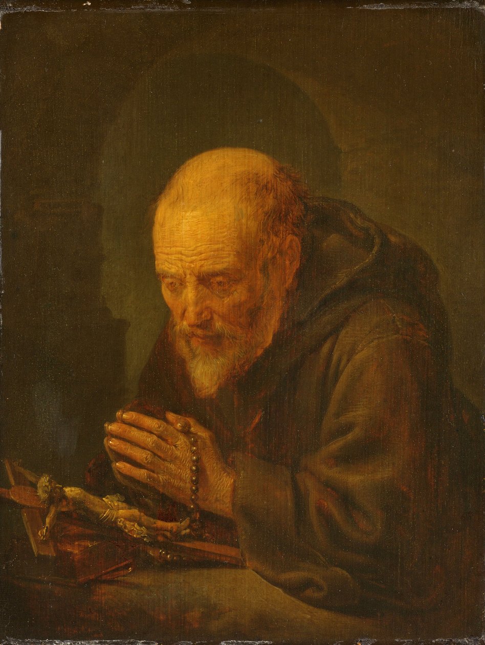 Ein Einsiedler im Gebet von Gerrit or Gerard Dou