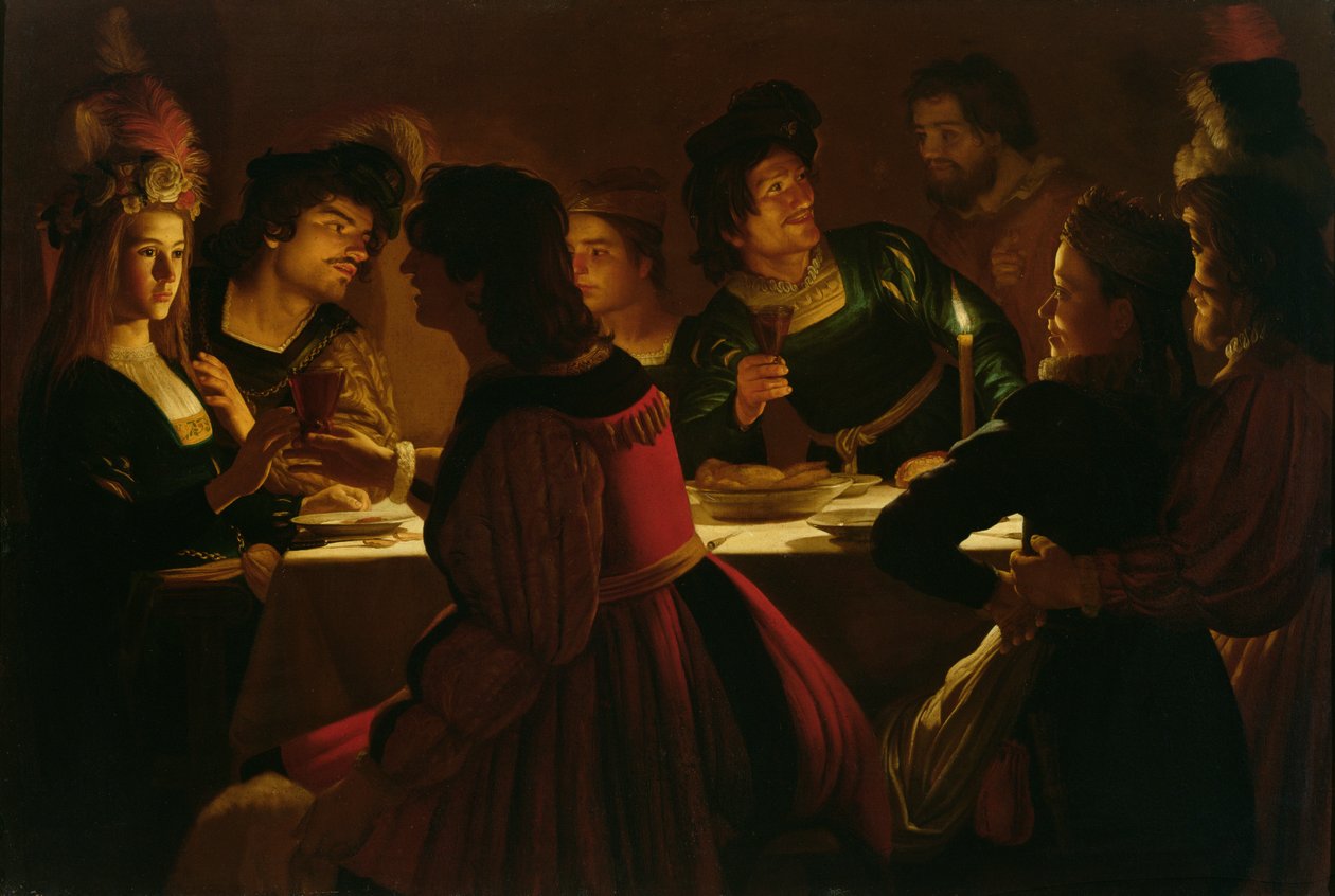 Festmahl mit einem jungen Ehepaar von Gerrit van Honthorst