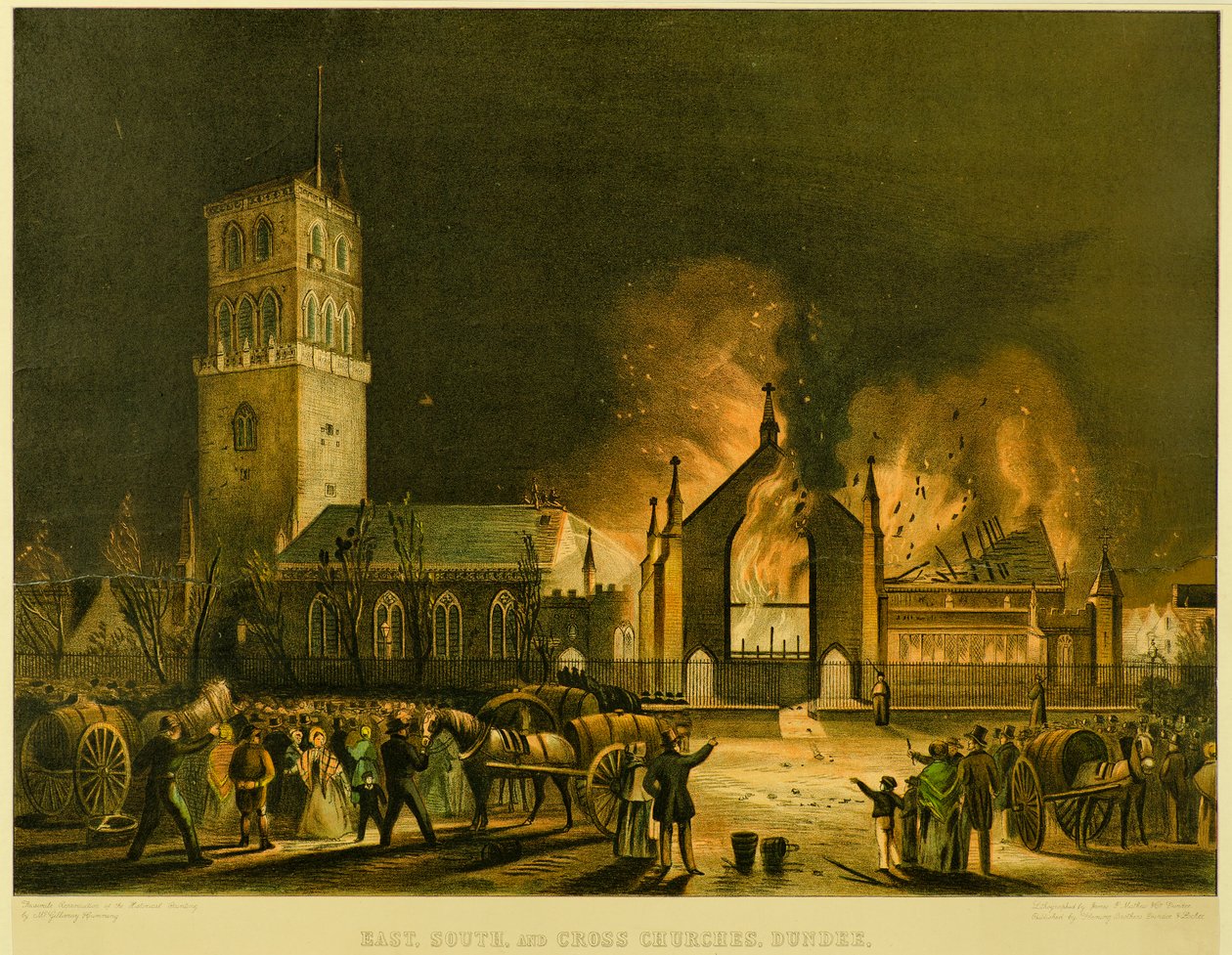 Ost-, Süd- und Kreuzkirchen, Dundee (nach George McGillivray), c.1841 von Gershom Gourlay Cumming