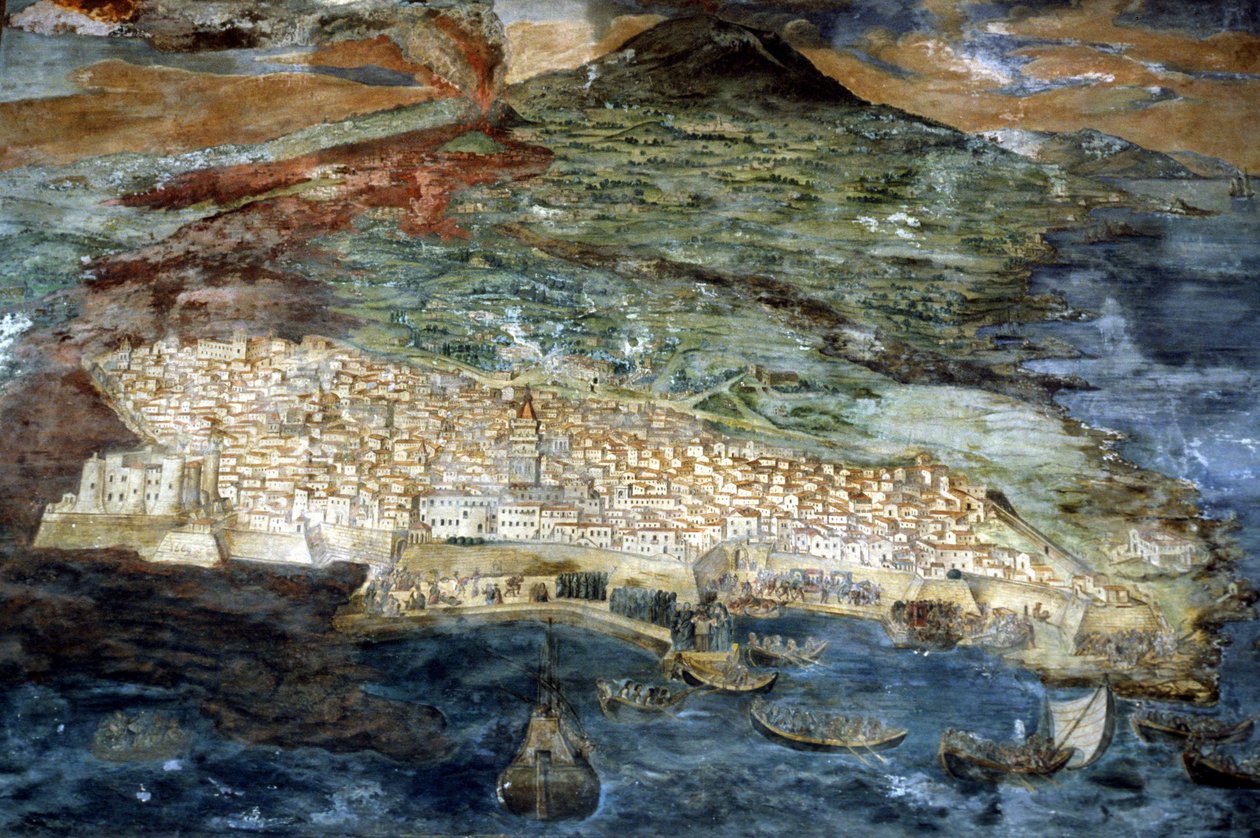 1669 wurde die Stadt Catania (Sizilien) durch den Ausbruch des Ätna verwüstet von Giacinto Platanio