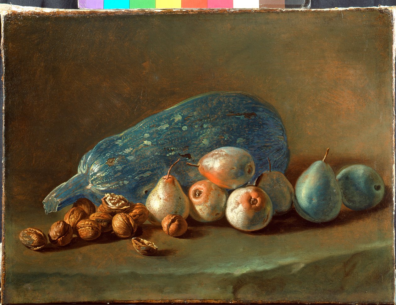 Stillleben mit Kürbis, Birnen und Walnüssen von Giacomo Ceruti