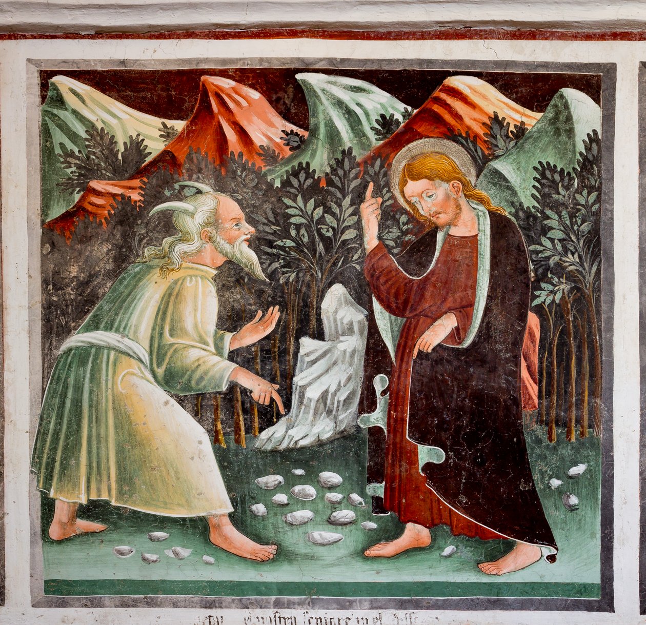 Versuchungen Jesu (Detail) von Giacomo Borlone de Buschis