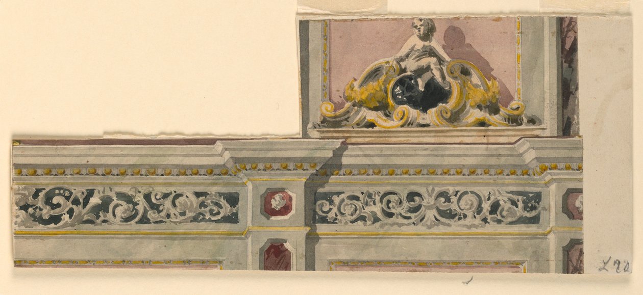 Zeichnung, Entwurf für eine bemalte Überdachung, 1850–75 von Giacomo Casa