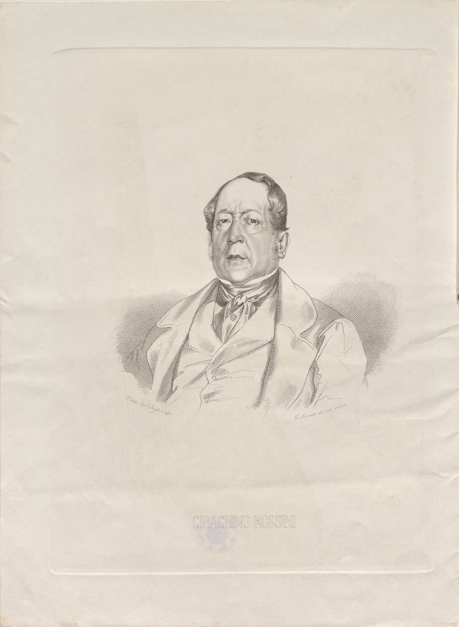 Porträt des Komponisten Gioachino Antonio Rossini 1792-1868, 1852 von Giacomo Luzzati