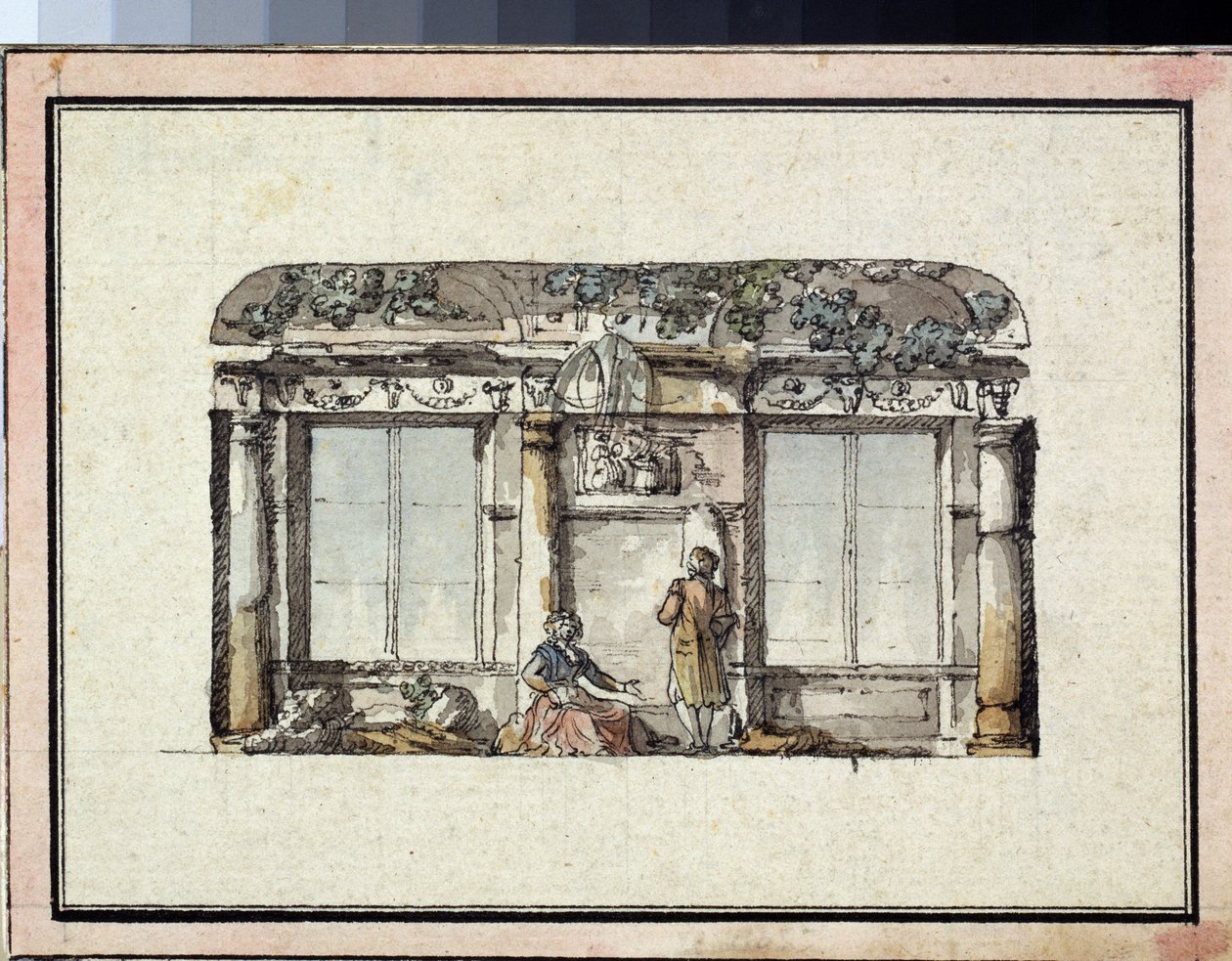 Entwurf für die Dekoration eines Raumes mit zwei Fenstern von Giacomo Quarenghi