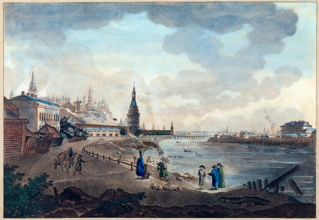 Blick auf den Kreml von Moskau vom Steinbrücke über die Moskwa von Giacomo Quarenghi