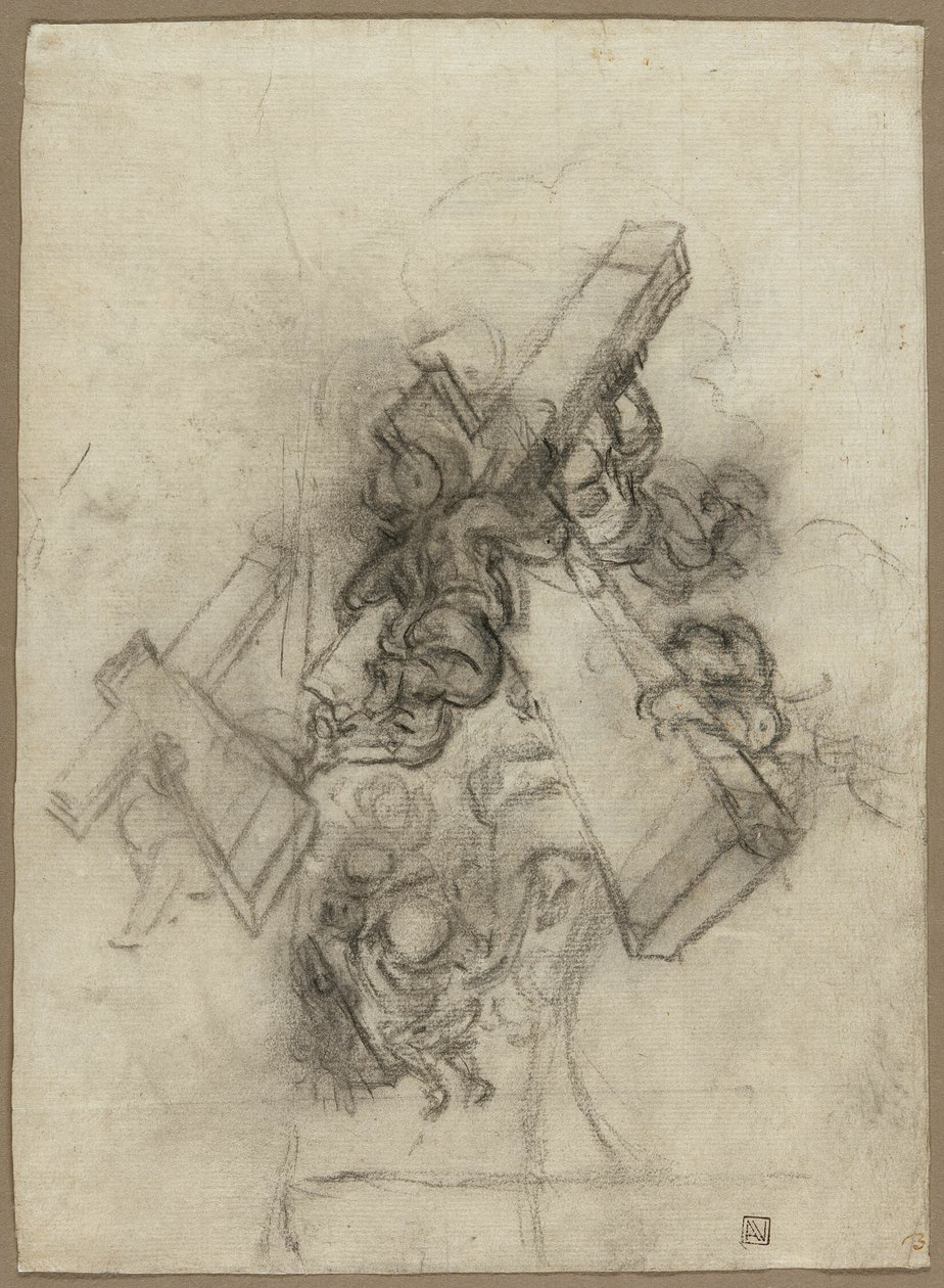 Putti, die das Kreuz tragen (recto); Studien einer Hand (verso) von Gian Lorenzo Bernini