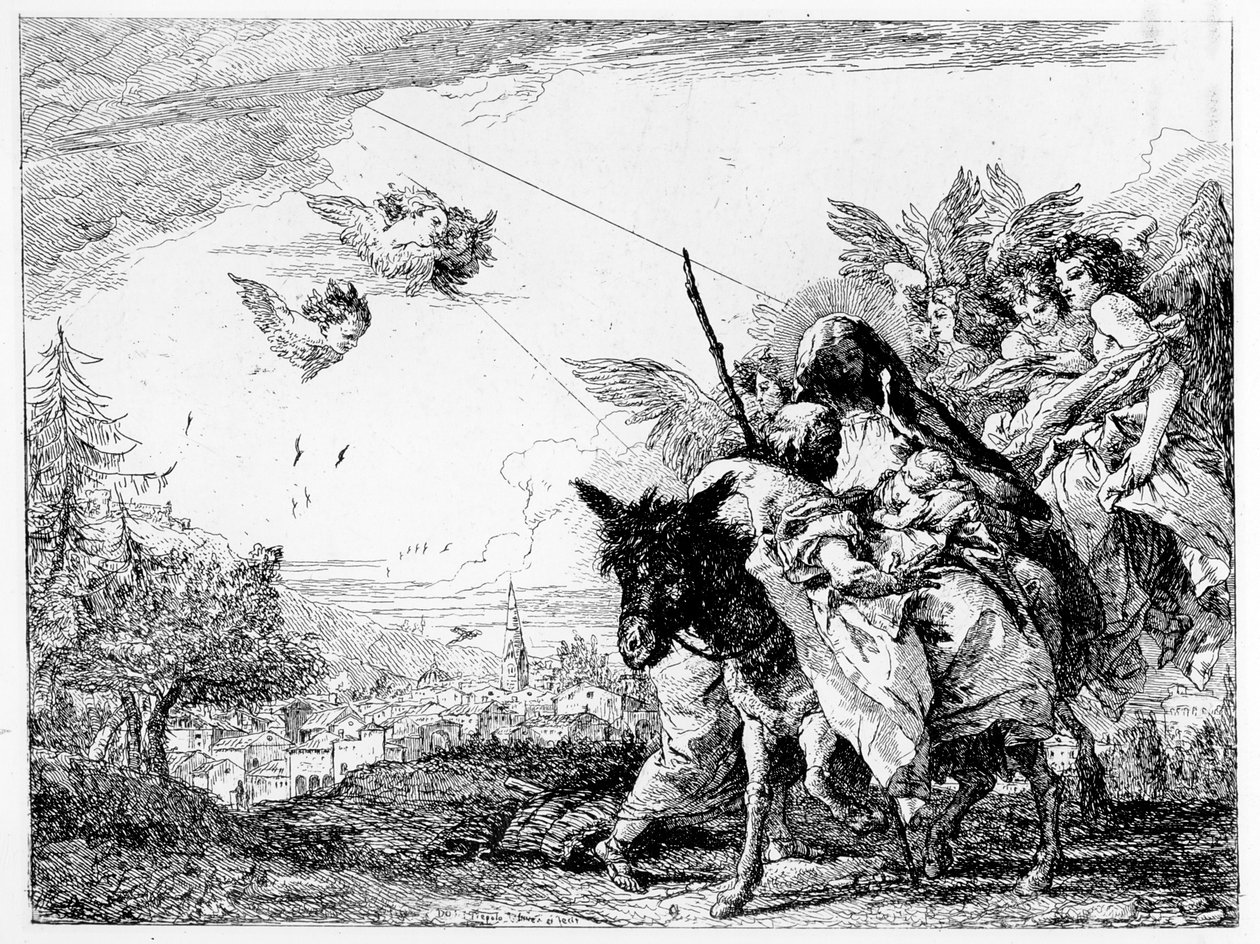 Die Flucht nach Ägypten, ca. 1750 von Giovanni Domenico Tiepolo