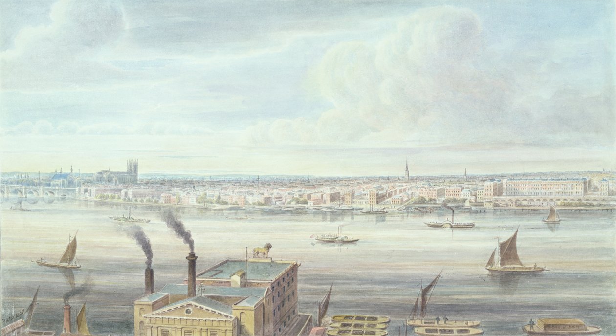 Eine schöne Aussicht auf London von der Westminster Bridge bis zum Adelphi, 1837 von Gideon Yates