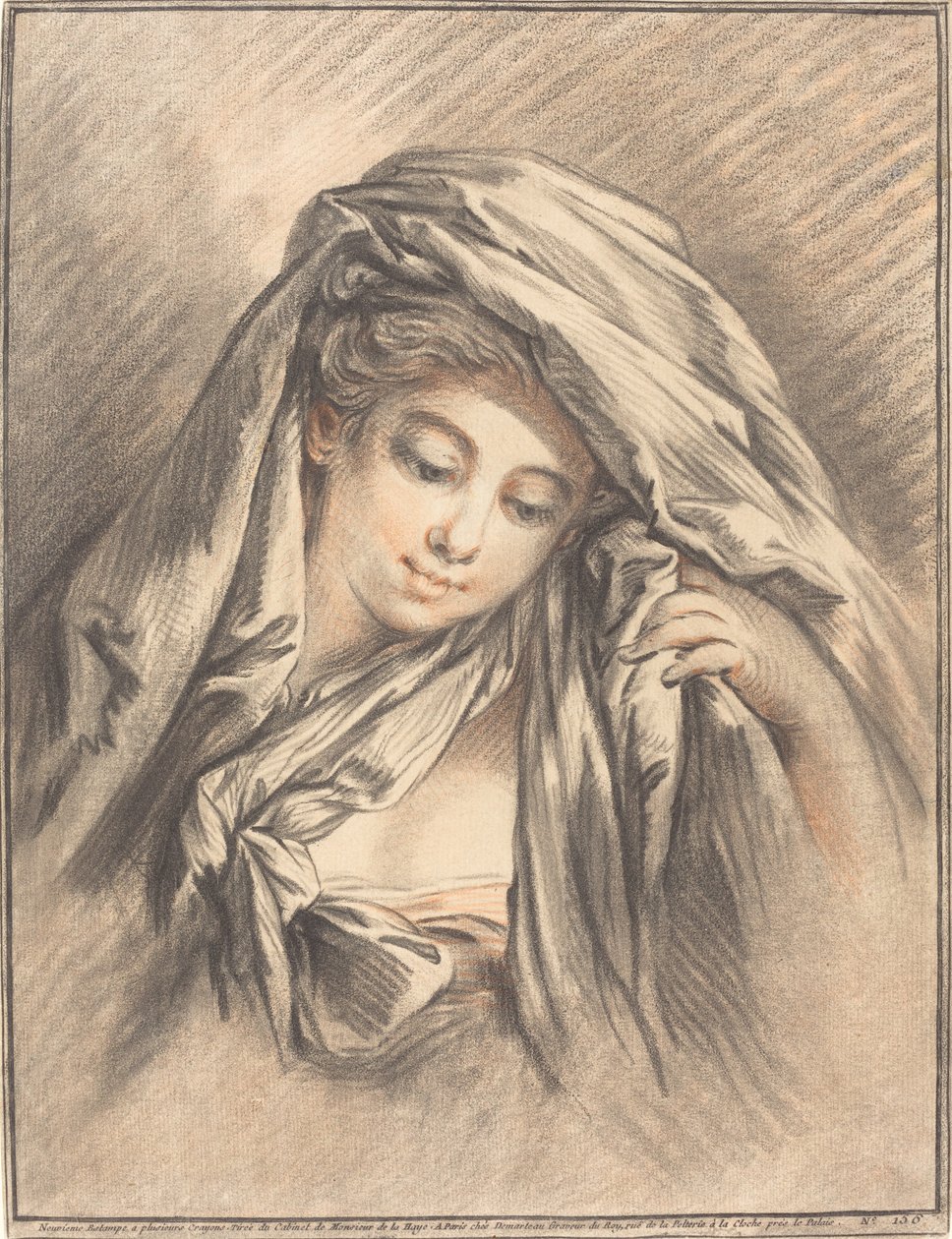 Junge Frau mit bedecktem Kopf, 1767 von Gilles Demarteau
