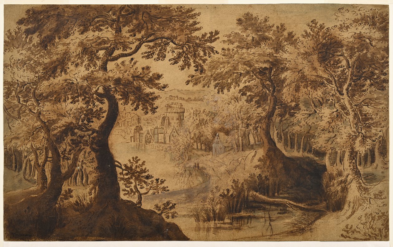 Waldlandschaft mit Aussicht von Gillis van III (circle of) Coninxloo
