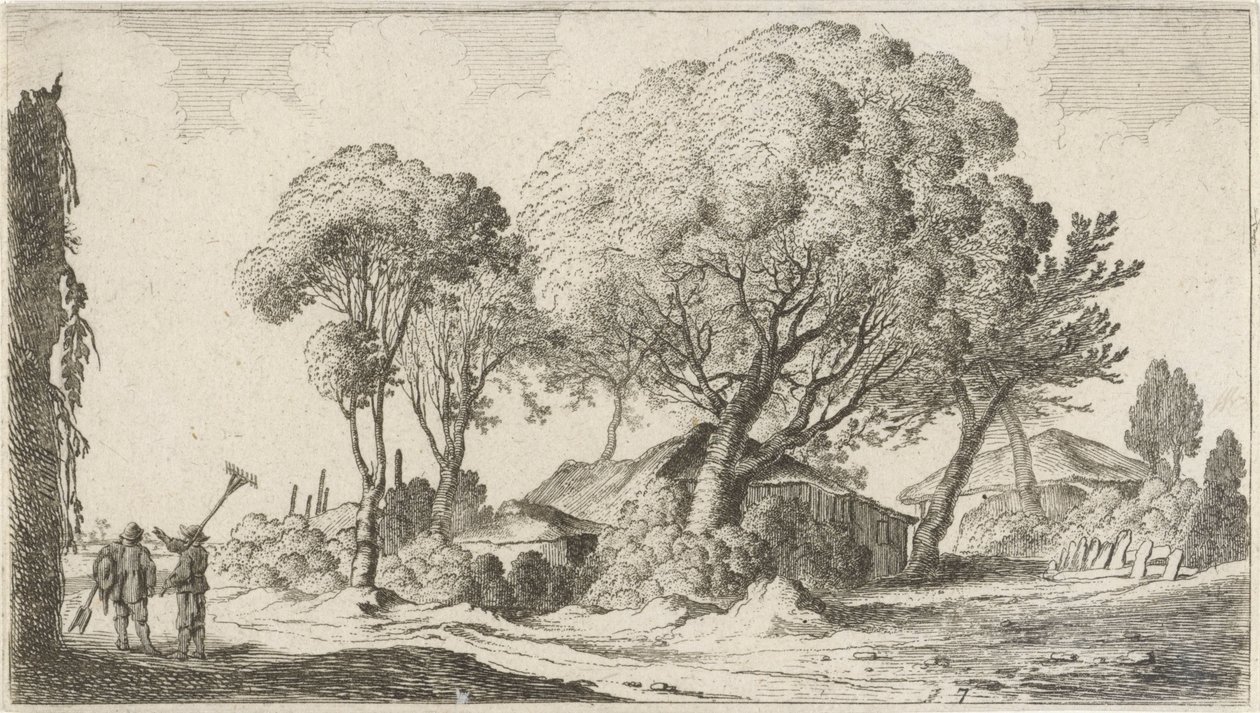 Bauernhöfe zwischen Bäumen (Zwölf Landschaften) von Gillis van Scheyndel (I)