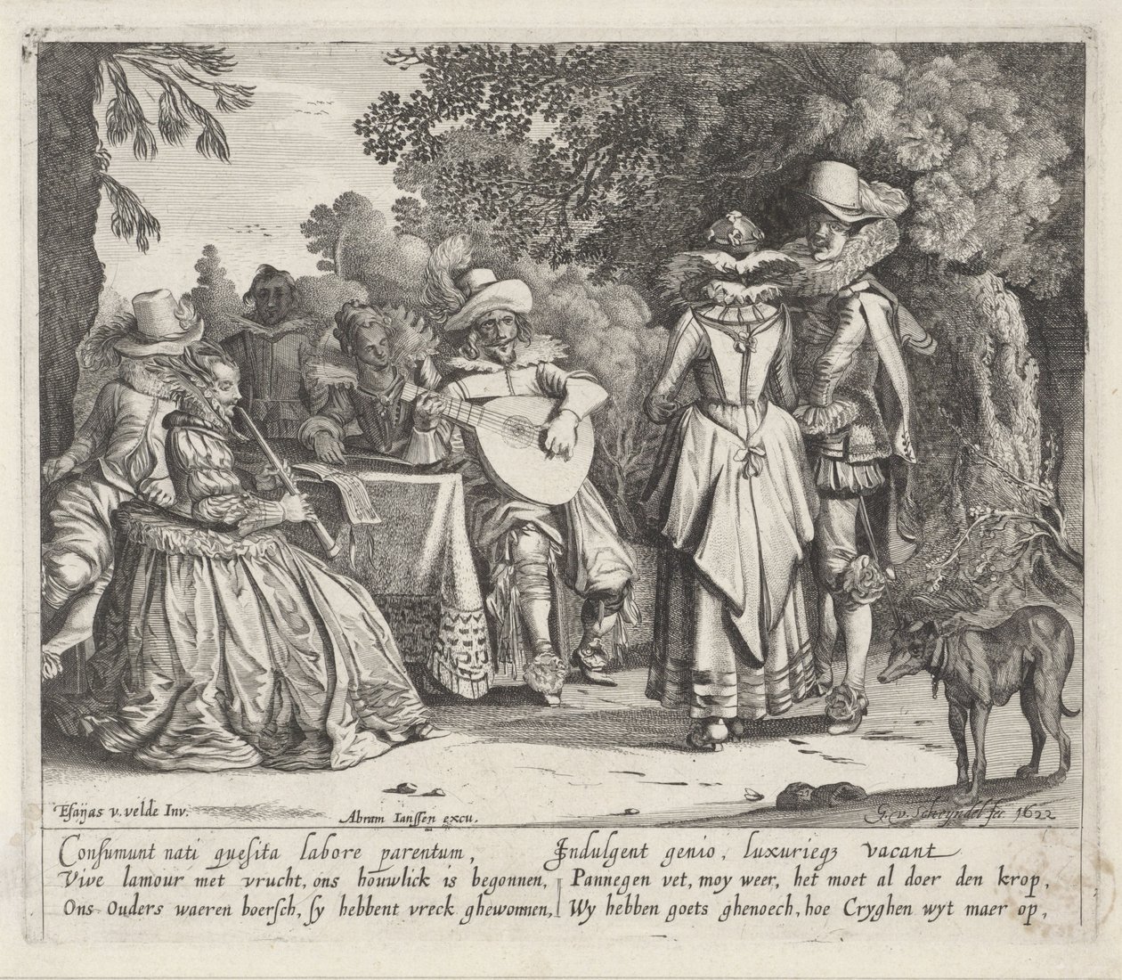 Musizierende elegante Gesellschaft im Freien von Gillis van Scheyndel (I)