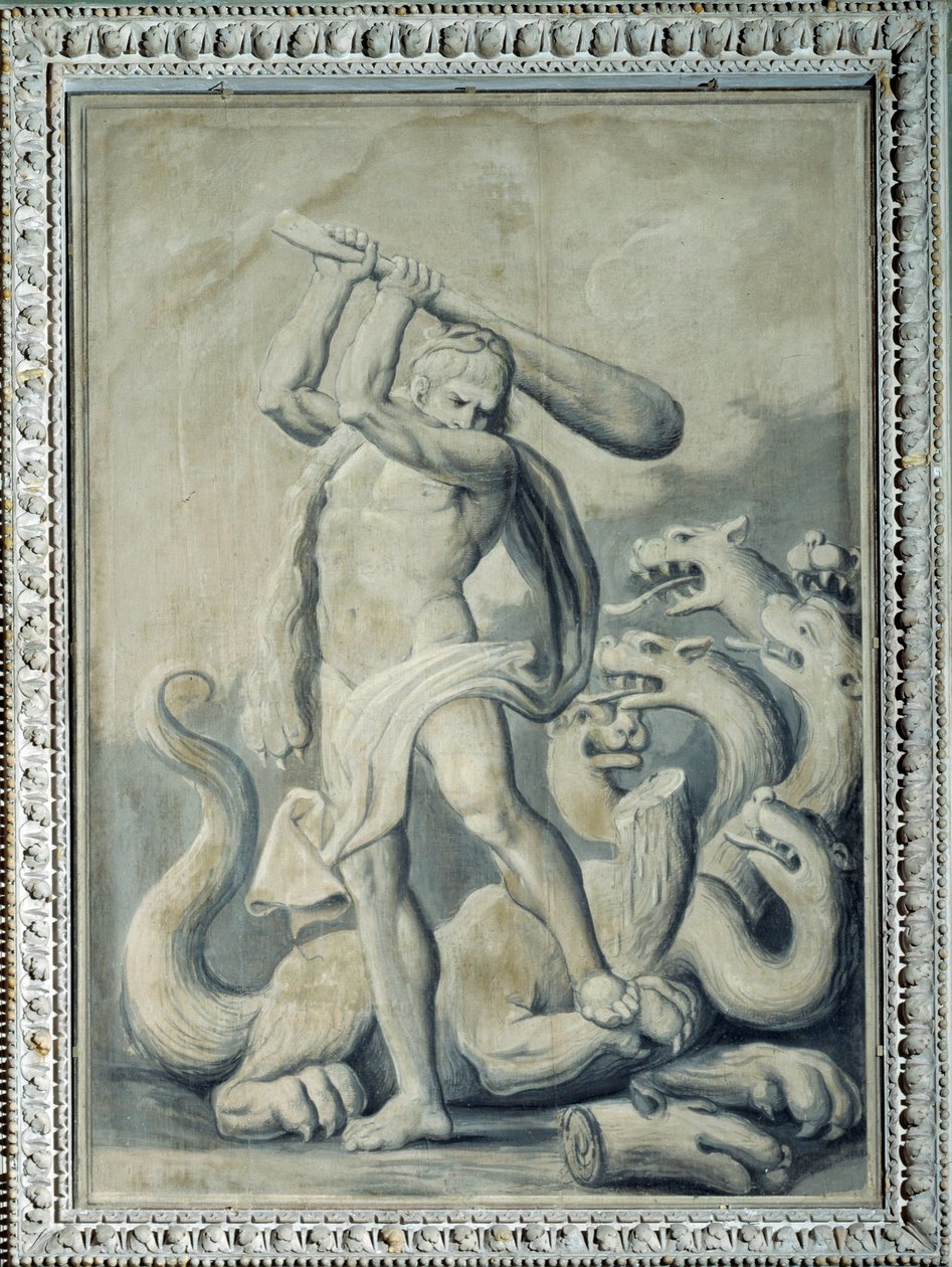 Herkules schneidet die sieben Köpfe der Hydra ab von Gio Batta Celle