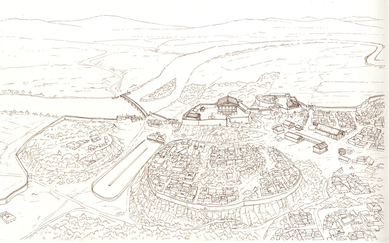 Antikes Rom (archaisch): Ansicht der Stadt Rom im 6. Jahrhundert v. Chr. von Giorgio Albertini