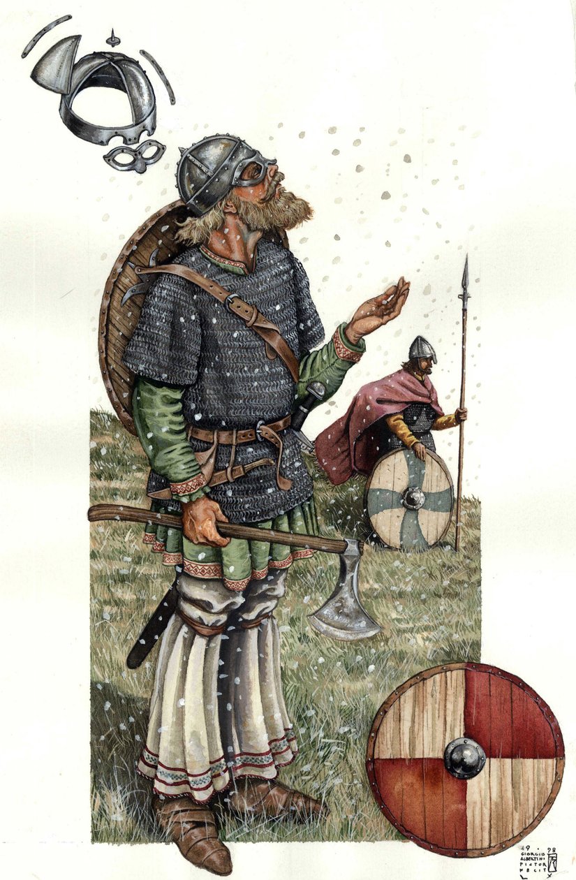 Mittelalter: Wikingerkrieger des 9. Jahrhunderts. von Giorgio Albertini