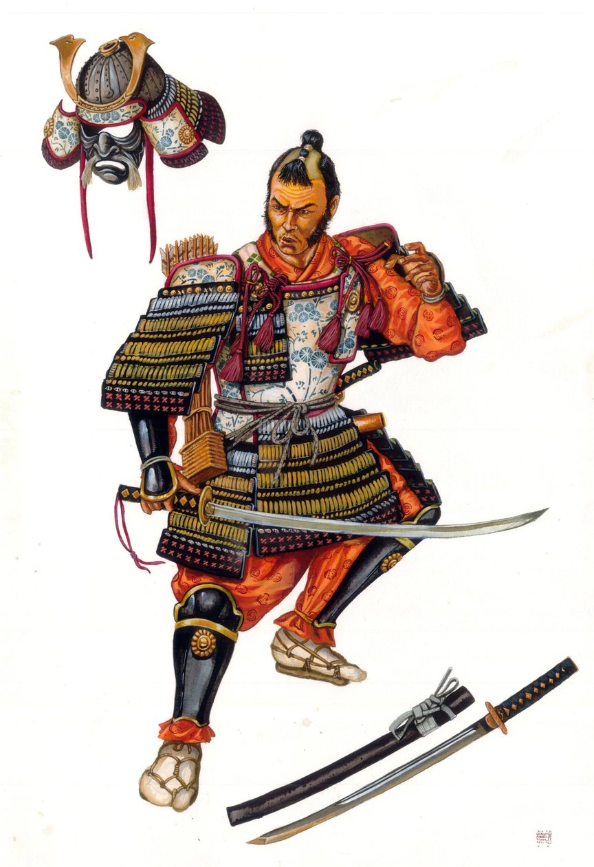 Darstellung eines Samurai, eines japanischen Kriegers im 16. Jahrhundert. von Giorgio Albertini