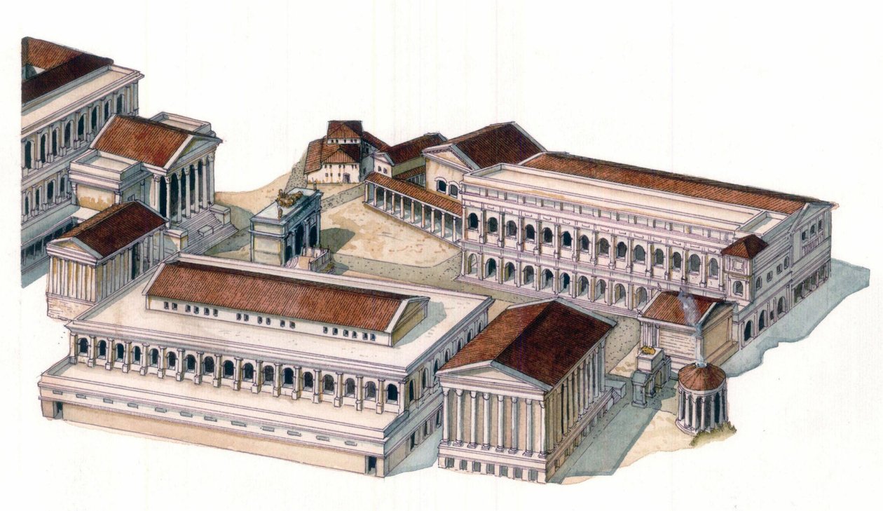 Römische Antike: Rekonstruktion des römischen Forums (foro romano) zur ...
