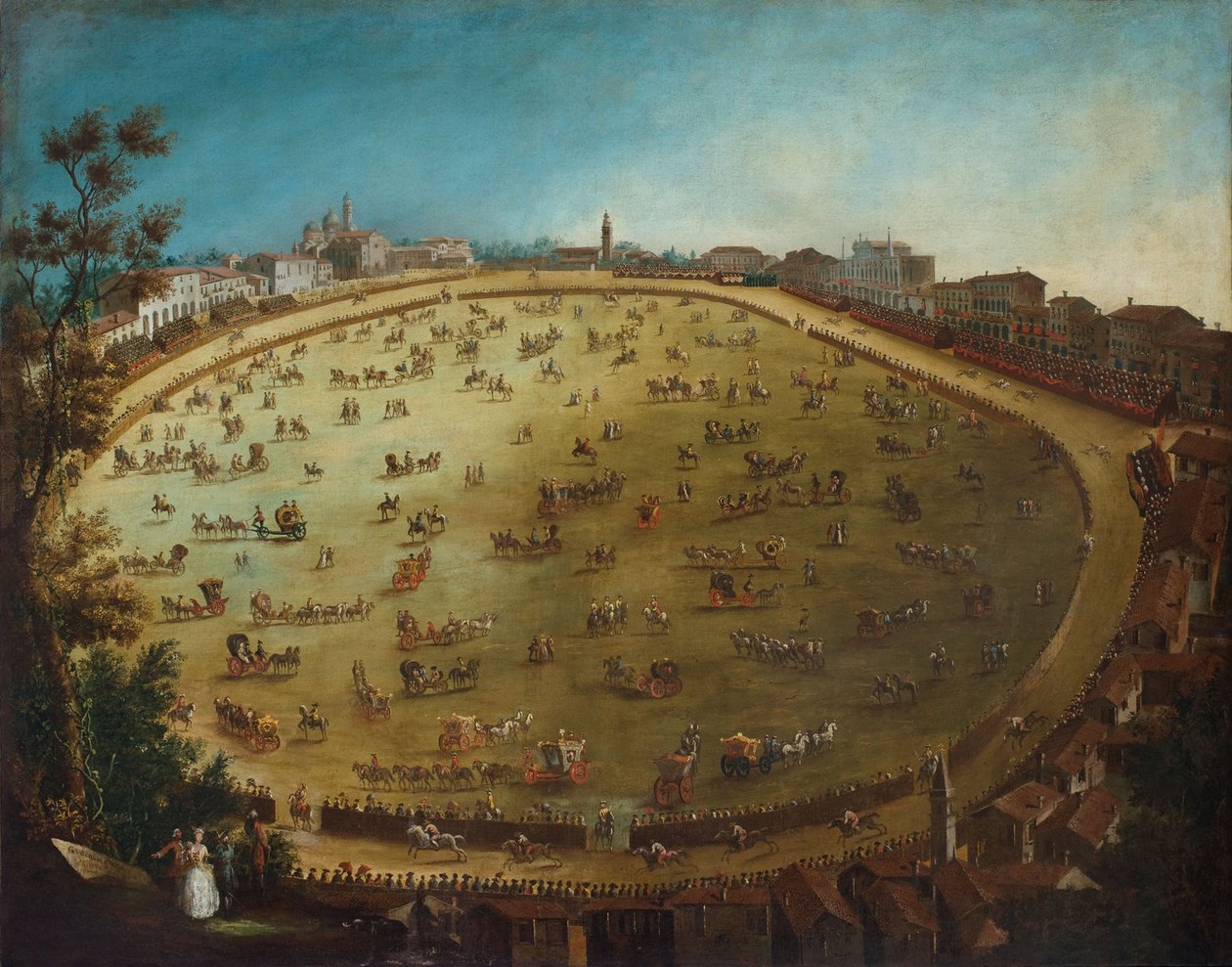 Pferderennen auf dem Prato della Valle in Padua, Mitte des 18. Jahrhunderts von Giorgio Fossati