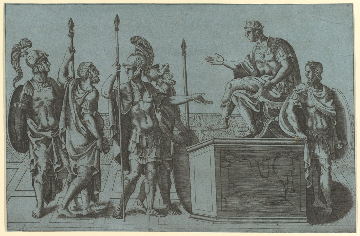 Römische Soldaten vor einem Kaiser, vor 1540 von Giorgio Ghisi