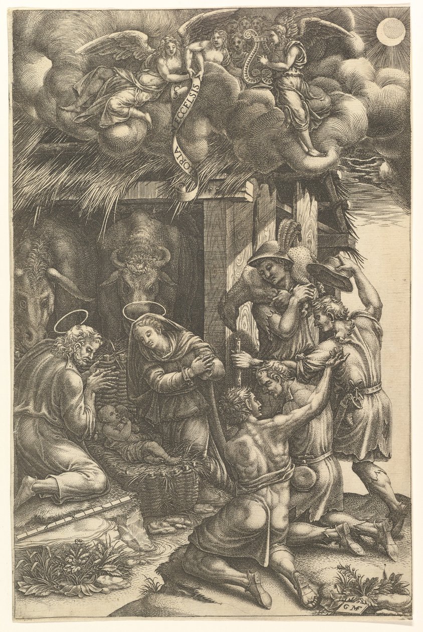 Die Anbetung der Hirten, späte 1570er Jahre von Giorgio Ghisi
