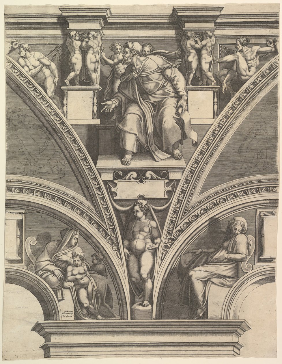 Der Prophet Ezechiel, aus der Serie der Propheten und Sibyllen in der Sixtinischen Kapelle von Giorgio Ghisi