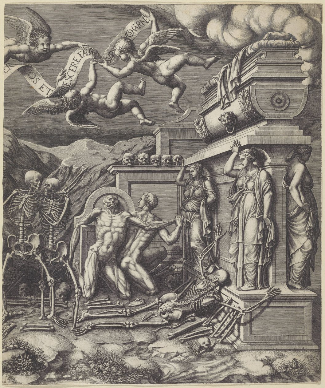 Vision von Ezechiel über das Tal der Gebeine (rechte Hälfte) von Giorgio Ghisi