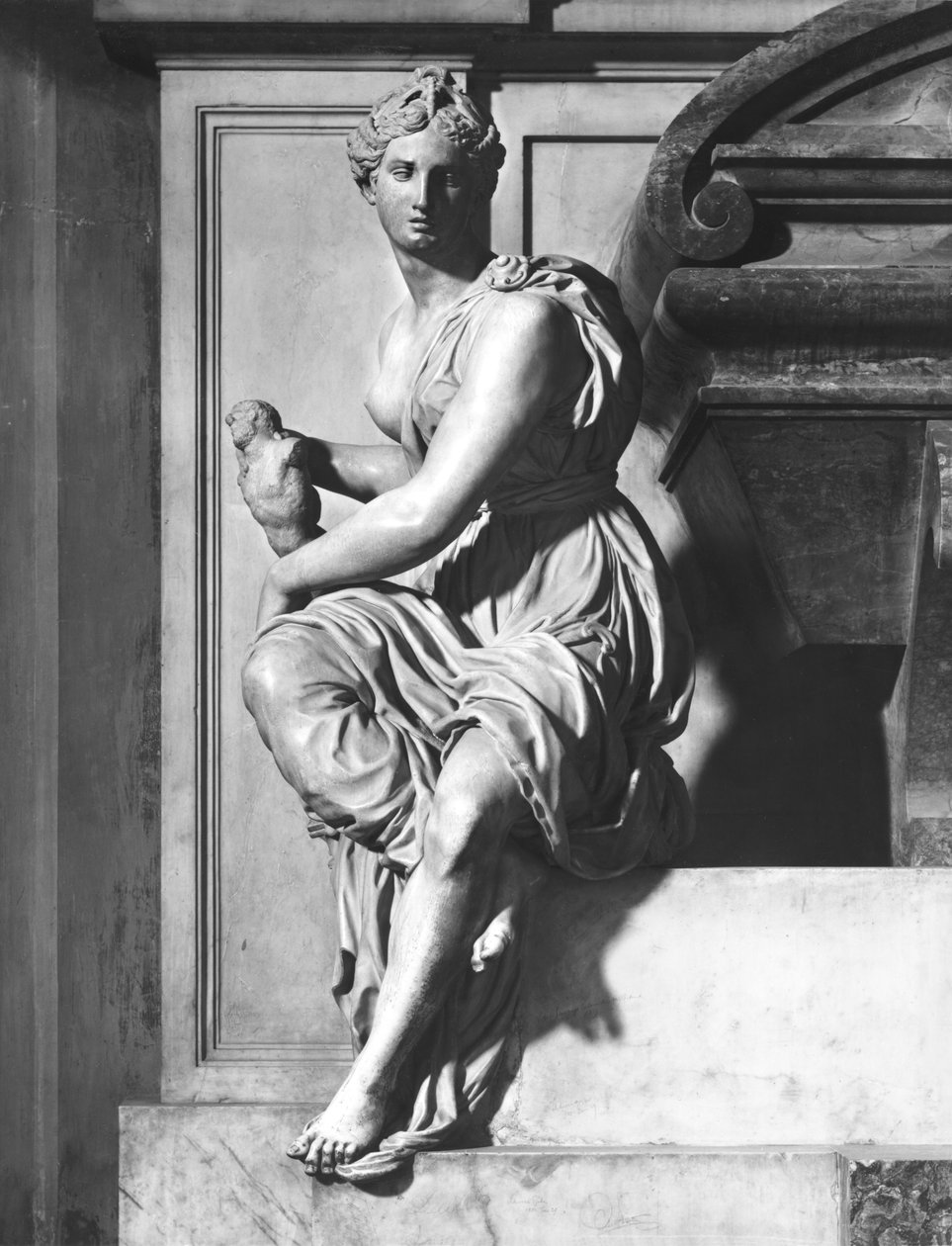 Monument für Michelangelo Buonarroti (1475-1564), Detail Personifikation der Skulptur von Giorgio Vasari