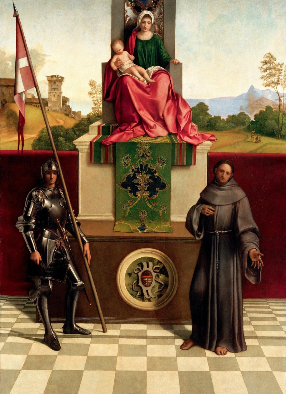 Madonna und Kind zwischen den Heiligen Franziskus und Nicasius, ca. 1503-1504 von Giorgione da Castelfranco