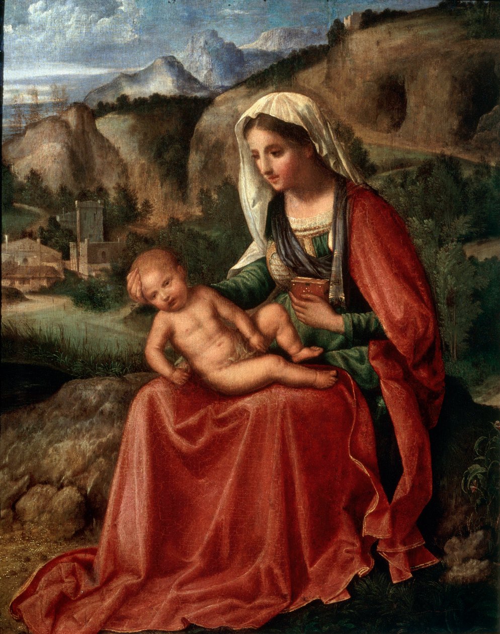 Die Jungfrau und das Kind in einer Landschaft von Giorgione da Castelfranco