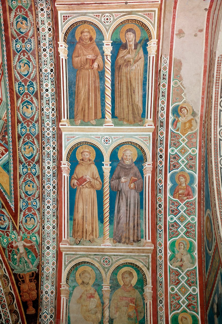 Darstellung der Heiligen Franz von Assisi, St. Klara, St. Benedikt und St. Antonius von Padua von Giotto (c.1266 1337)
