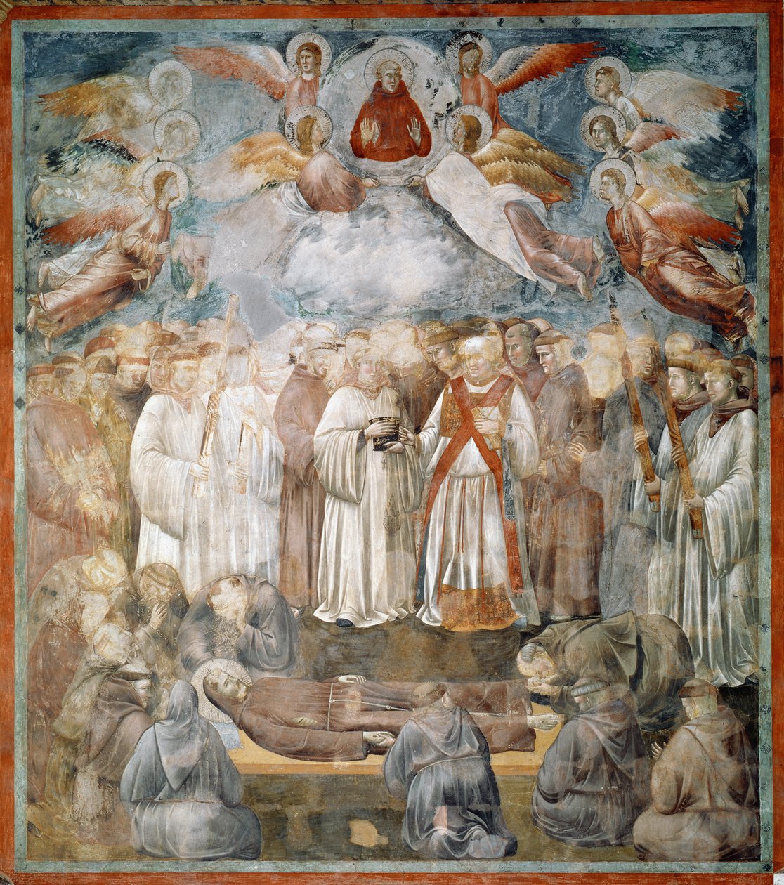 Das Begräbnis des Heiligen Franz von Assisi und die Überprüfung der Stigmata von Giotto (c.1266 1337)