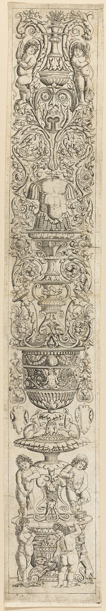 Vier Kinder mit einer Katze und einem Hund, Tafel neun aus Zwölf Ornamenttafeln von Giovan Pietro Birago