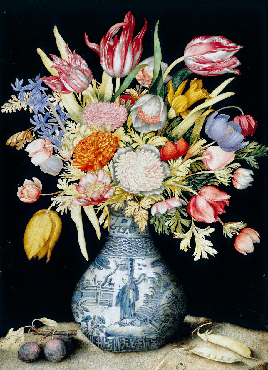 Chinesische Porzellanvase mit Blumen von Giovanna Garzoni