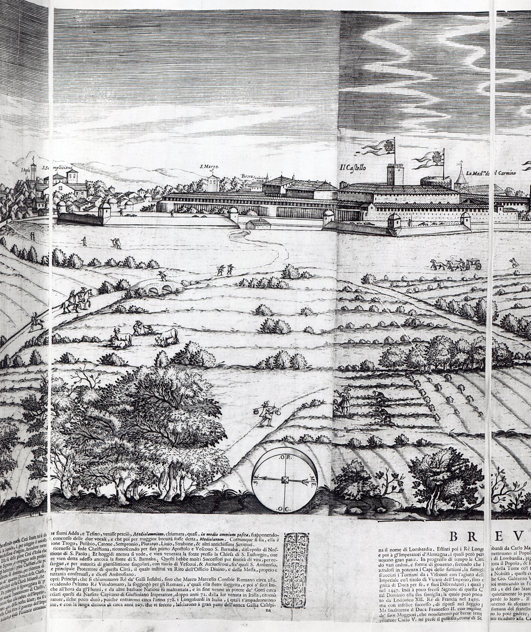 Ein Abschnitt einer Karte von Mailand, 1640 von Giovanni Battista Bonacina