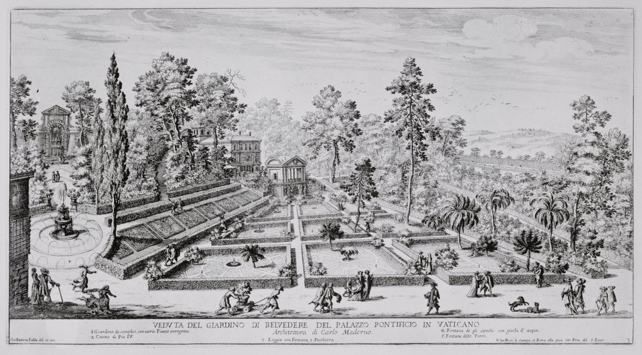 Der Lustgarten und Pavillon von Papst Pius IV. (1499-1565) im Vatikanpalast, aus 