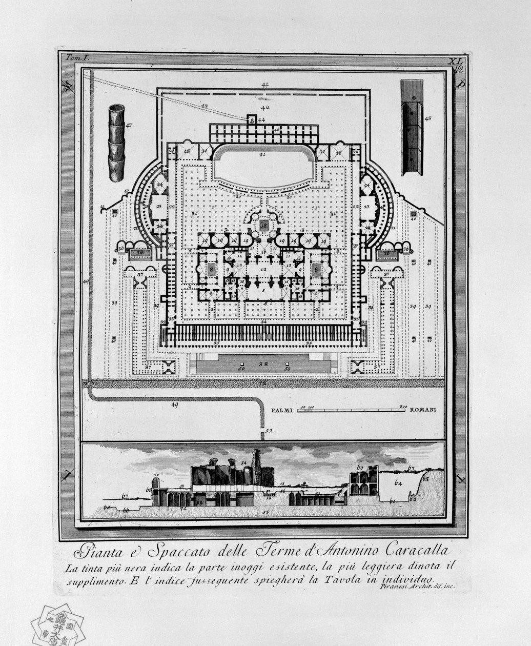 Plan der Caracalla-Thermen (Rom) von Giovanni Battista Piranesi