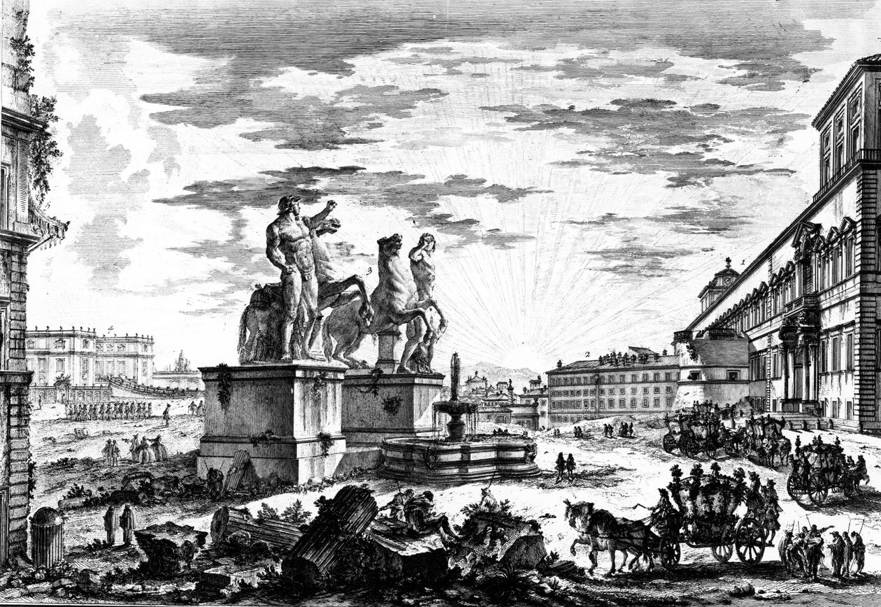Ansicht der Piazza di Monte Cavallo oder der Piazza del Quirinale, aus der Serie 